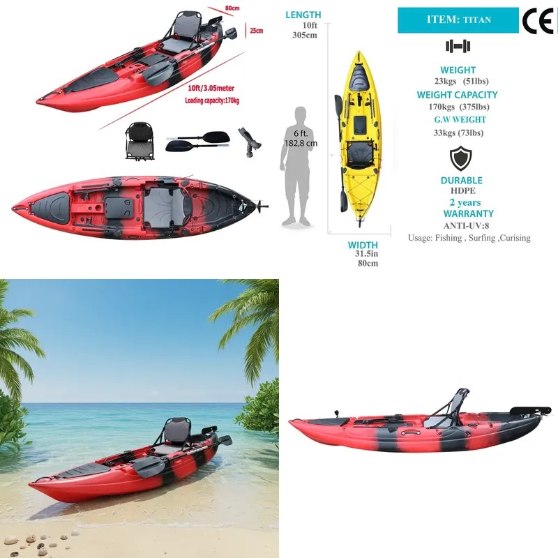 Fishing Boat Seat - 10ft Enkelzitplaats Zit-op-vissende peddelkajak met elektrische
