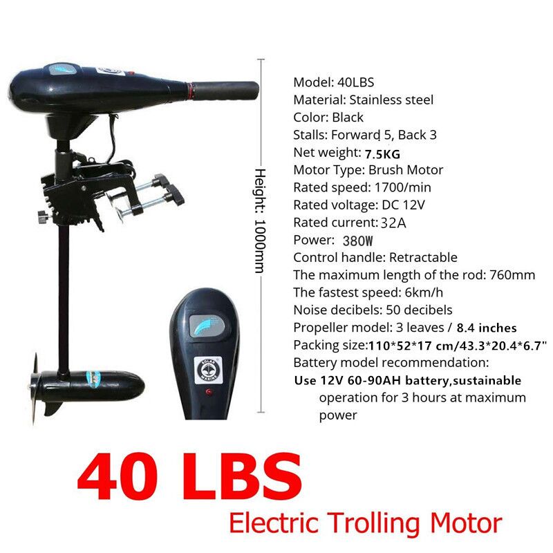 DC 12 V 40 LBS buitenboordmoto - Fishing Boat Trolling Motor recensie en prijs
